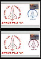 66114 Spacepex'77 Lot Rouge + Bleu Houston 25/9/1977 USA Lindbergh Airplane Espace Space Lettre Cover - United States