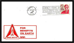 65636 Downey Home Columbia 10th Years Anniversary Apollo 11 10/8/1979 USA Espace Space Lettre Cover - United States