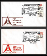 65559 In Memory Of Astronauts Of Flight 51-l Stamp Festival 19/9/1986 USA Espace Space Lot 2 Lettre Cover - United States