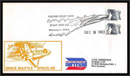 65485 Shuttle Colombia Sts 9 9/12/1983 Chicago Stamp Expo Spacelab USA Animals Moufflon Espace Space Lettre Cover - Etats-Unis