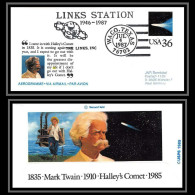 67178 Links Station Waco Texas 4/7/1987 USA Espace Space Aerogramme Stationery Twain Halley's Comet - United States