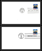 67211 2 Differents Cancels N°1808 Planète Terre EARTH Fdc 22/3/1988 USA Espace Space Lettre Cover - United States