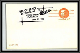67089 Interpex 82 18/3/1982 USA Espace Age Of Space Shuttle USA Espace Space Entier Stationery Morris - Etats-Unis