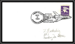 67054 Fairpex Fairfield 3/5/1981 USA Espace 20 Yeras Manned Space Flights Lettre Cover - United States