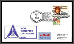 67053 Fairpex Fairfield 3/5/1981 USA Espace 20 Yeras Manned Space Flights Lettre Cover - United States