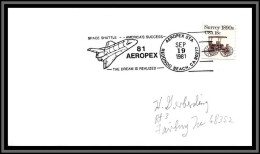 67040 Aeropex 81 19/9/1981 Redondo Beach USA Espace Space Shuttle Lettre Cover - United States