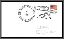 67033 Chicagopex Chicago Zeppelin 2/10/1981 USA Espace Space Shuttle Lettre Cover - United States