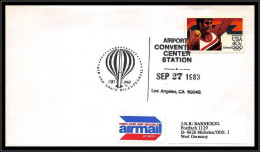 66957 Ballon Balloon 27/9/1983 Los Angeles USA Olympics Espace Space Lettre Cover - Etats-Unis