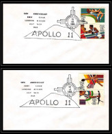 66985 15 Years Of Apollo 11 First Lunar Mission 19/7/1984 Jeux Olympiques (olympic Games) USA Espace Space Lot 2 Lettres - Etats-Unis