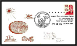 66870 Apollo 11 Chicago 10th Anniversary First Man On The Moon 31/3/1979 USA Espace Space Lettre Cover - United States