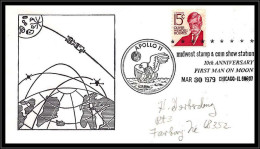 66871 Apollo 11 Chicago 10th Anniversary First Man On The Moon 30/3/1979 USA Espace Space Lettre Cover - United States