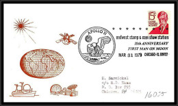 66859 Apollo 11 Chicago 10th Anniversary First Man On The Moon 31/3/1979 USA Espace Space Lettre Cover - United States