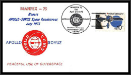 66569 Manpex 75 Honors Apollo Soyuz Rendez Vous 26/4/1975 Manchester USA Espace Space Lettre Cover - United States