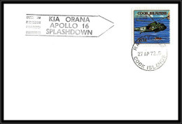 66549 Kia Orana Apollo 16 Splashdown 27/4/1972 Helicoptere Rarotonga Cook Islands Espace Space Lettre Cover - Océanie