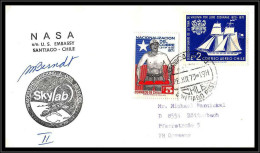 66321 Skylab 3 28/7/1973 Chile Chili Signé Signed Autograph Espace Space Lettre Cover - Amérique Du Sud