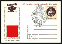 68451 Torphilex Torun Copernicus Copernic Kopernic 27/5/1973 Pologne Polska Espace Space Entier Stationery - Europe