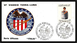 68308 Apollo 16 6ème Viaggio Terra Luna Moncalco 23/4/1972 Italie Italia Espace Space Lettre Cover - Europe