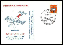 68237 Frieden Auf Der Erde Und Im Kosmos Interkosmos Mir 30/09/1986 Erfurt Allemagne Germany DDR Espace Space Lettre  - Europe