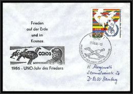 68235 Frieden Auf Der Erde Und Im Kosmos Interkosmos 17/9/1986 Erfurt Allemagne Germany DDR Espace Space Lettre Cover - Europe