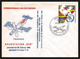 68236 Frieden Auf Der Erde Und Im Kosmos Interkosmos Mir 01/09/1986 Erfurt Allemagne Germany DDR Espace Space Lettre  - Europe