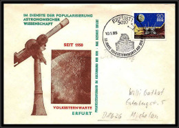 68219 10/1/1985 Erfurt Volkssternwarte Astronomischer Wissenschaft Allemagne Germany DDR Espace Space Lettre Cover - Europe