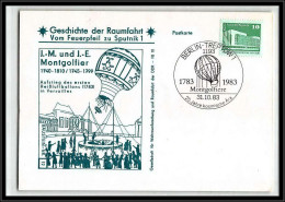 68200 Montgolfier Ballon Balloon 31/10/1983 Geschichte Der Spoutnik Allemagne Germany DDR Espace Space Lettre  - Europa