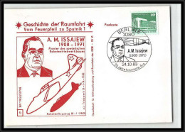 68163 Issajew Issayev 24/10/1983 Geschichte Der Spoutnik Allemagne Germany DDR Espace Space Lettre Cover - Europe