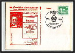 68141 Tsiolkovski Ziolkowski 24/6/1982 Geschichte Der Spoutnik Allemagne Germany DDR Espace Space Lettre Cover - Europe