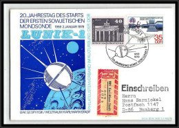 68051 20 Jahrestag Lunik 1 2/1/1979 Karl Marx Stadt Allemagne Germany DDR Espace Space Lettre Cover - Europa