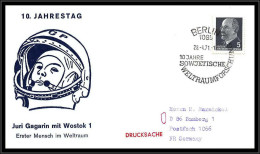 67917 Gagarin Gagarine 10 Jahre Sowjetische Berlin 28/4/1971 Allemagne Germany DDR Espace Space Lettre Cover - Europe