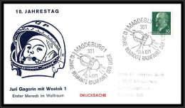 67914 Gagarin Gagarine 10 Jahre Bemannte Raumfahrt Magdeburg 12/4/1971 Allemagne Germany DDR Espace Space Lettre Cover - Europa