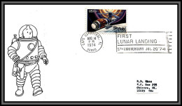 68884 Lunar Landing 5th Anniversary 1974 Décorée Tintin On A Marché Sur La Lune Espace Space Lettre Cover  - USA