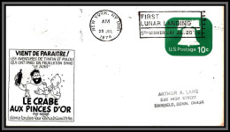 68890 Lunar Landing 5th Anniversary 1974 Décorée Tintin Le Crabe Aux Pinces D'or Espace Space Lettre Cover  - USA