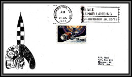 68888 Lunar Landing 5th Anniversary 1974 Décorée Tintin Milou Fusée On A Marché Sur La Lune Espace Space Lettre Cover  - USA