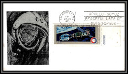 68880 Lettre Illustrée Gagarin Gagarine Tirage 20 Exelplaires Ussr Usa Soyuz Apollo 1975 Espace Space Lettre Cover - USA