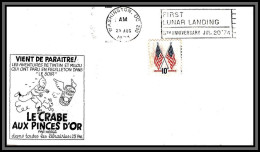 68888 Lunar Landing 5th Anniversary 1974 Décorée Tintin Le Crabe Aux Pinces D'or Espace Space Lettre Cover  - United States