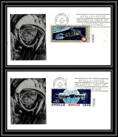 68879 2 Lettres Illustrées Gagarin Gagarine Tirage 20 Exelplaires Ussr Usa Soyuz Apollo 1975 Espace Space Lettre Cover - Etats-Unis