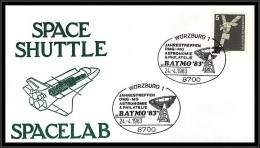 68847 Space Shuttle Spacelab Baymo 83 24/4/1983 Wurzburg Allemagne (germany Bund) Espace Space Lettre Cover - Europe