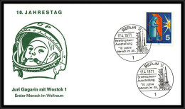 68712 Gagarin Gagarine Berlin 17/4//1971 Espace Space Allemagne Germany Bund Lettre Cover - Europa