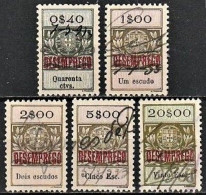 Revenue/ Fiscal, Portugal 1929 - DESEMPREGO S/ Estampilha Fiscal -|- 5 Different Stamps - Ungebraucht