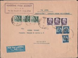 140 - Lettera Del 21.02.1946 Da Roma A Milano Per Via Aerea, Affrancata Con 50 L. Violetto “Imperiale”, Coppia Orizzonta - Marcofilie