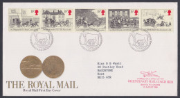 GB Great Britain 1984 Carried FDC Bicentenary Mail Coach Run, Stage, Horse, Horses, Carriage, Cattle, First Day Cover - Lettres & Documents