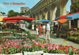 - 34 - MONTPELLIER. - Le Marché Aux Fleurs Dominé Par Le Château D'eau (XVIIIe Siècle) - Scan Verso - - Montpellier