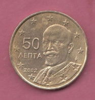 Greece, 2002- 50 Euro Cents-1st Map- Nordic Gold- Obverse  Portrait Of Eleftherios Venizelos (1864-1936). - Greece