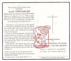 DP Jozef Vergaelen ° Londerzeel 1878 † 1958 X Maria De Päuw // De Boeck Van Den Broeck - Images Religieuses