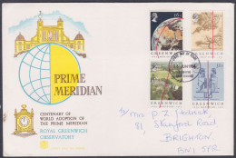 GB Great Britain 1984 Private FDC Greenwich Meridian, Telescope, Globe, Planet Earth, Map, Observatory, First Day Cover - Covers & Documents