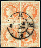 Lugo - Edi O 52 Bl. 4 - 4 C.- Mat Rueda De Carreta "34 - Lugo" - Used Stamps