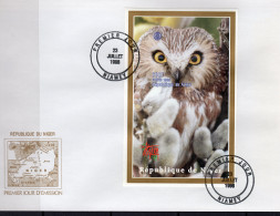 Niger 1998, Italia 98, Owl, Rotary, BF IMPERFORATED In FDC - Niger (1960-...)