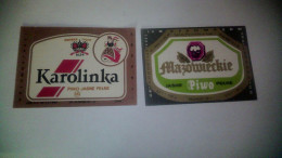 Pologne Lot  Etiquette De Bière  X2 Différentes Mazowieckie & Karolinka  Brasserie  Piwo - Beer