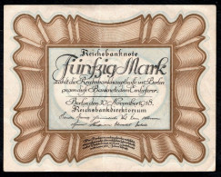 DEUTSCHLAND - ALLEMAGNE - 50 Mark - Série Nr - 1918 - P65 - AU / SPL - 50 Mark